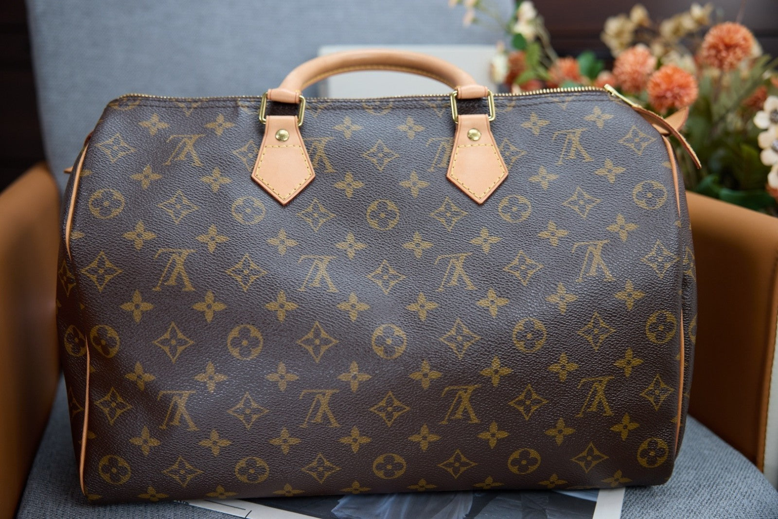 Louis Vuitton Speedy35 Monogram Top Handle Handbag Women Brown