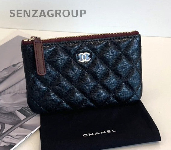 CHANEL Coin purse Calfskin Black Gold Classic