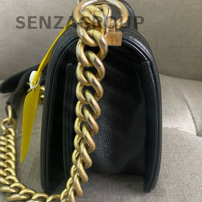 Chanel Le Boy Small Quilted Chain Shoulder Bag Black Gold Classic