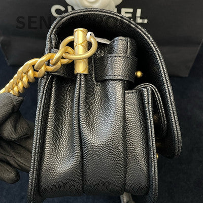 Chanel 21 Messenger Bag Black Gold Hardware Calfskin Chain Shoulder Crossbody