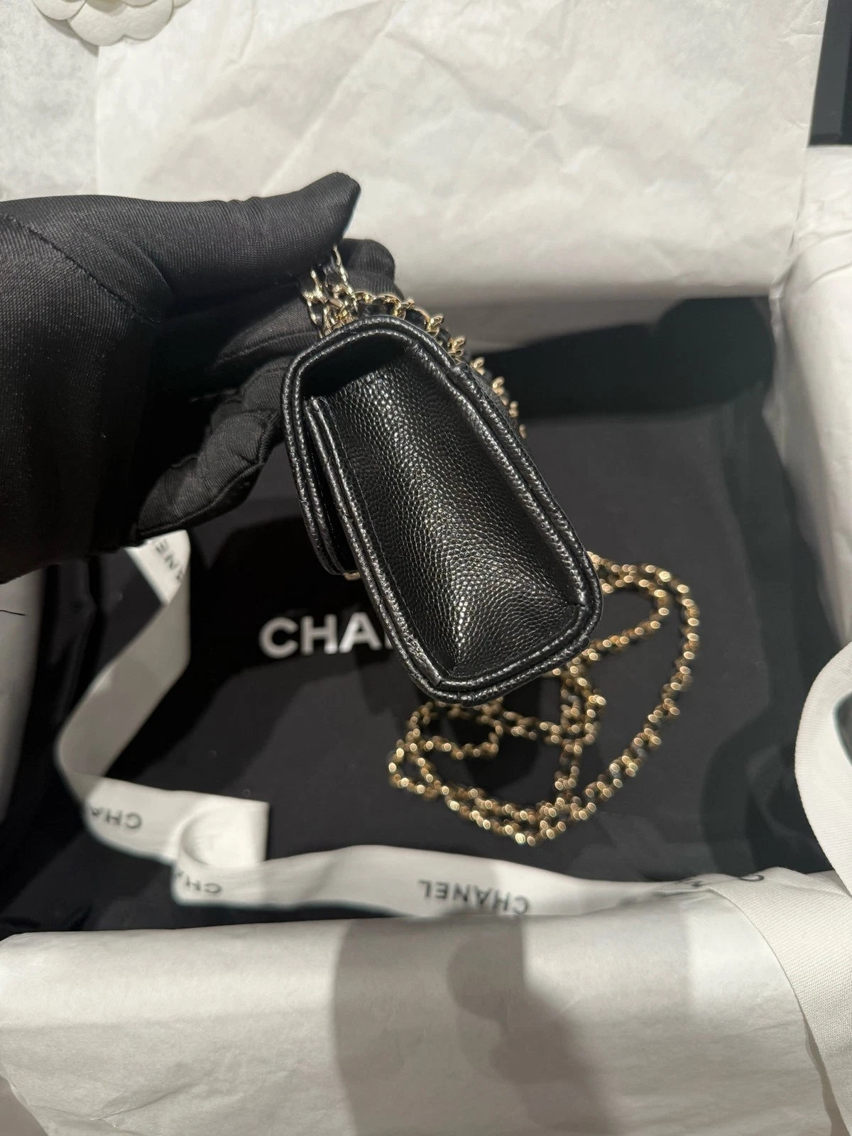 New CHANEL Kelly Mini Vertical Calfskin Top Handle Bag For Women