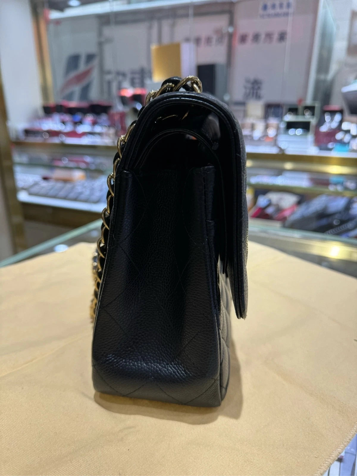 CHANEL CF Jumbo Black Leather Shoulder Crossbody Bag For Women