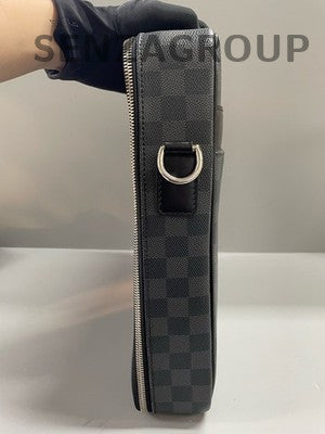Louis Vuitton Damier Graphite Briefcase Messenger Bag Black Silver Men