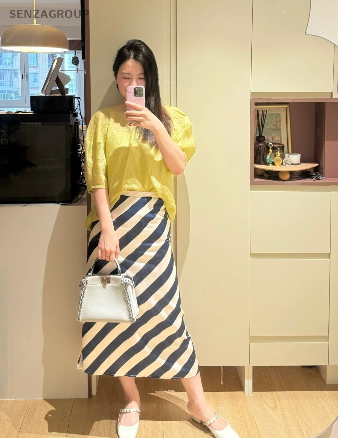 Fendi Peekaboo PM Top Handle 2way Shoulder Handbag White Women