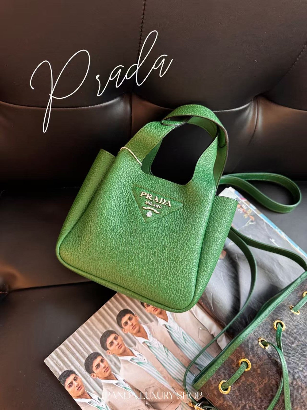 PRADA Flou Mini tote Handbag Green Almost Brand NEW Women