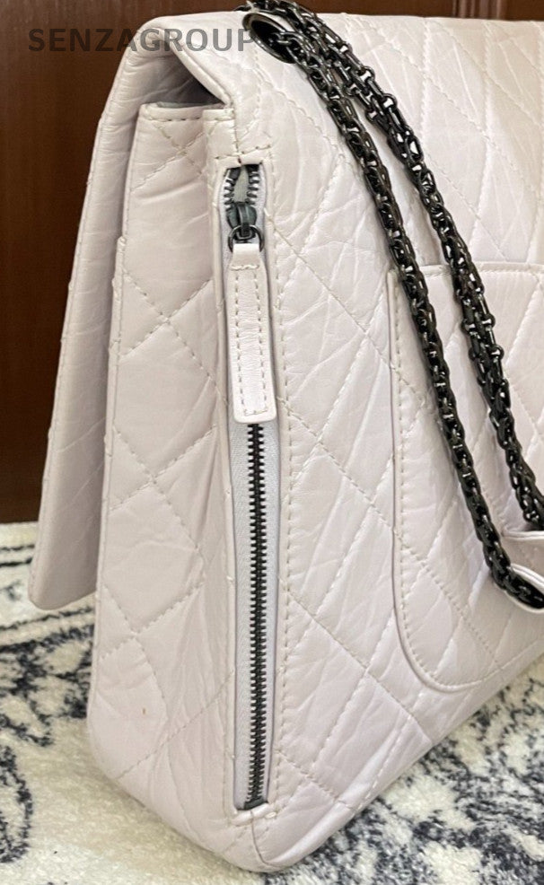 Chanel Calfskin Mini Chain Shoulder Bag White Black Diamond Women Classic