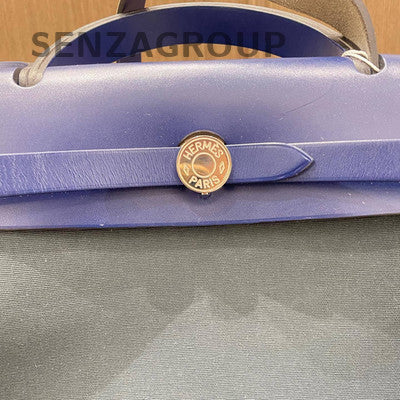 Hermès Herbag Blue Silver Hardware Handbag Shoulder Bag Classic Women