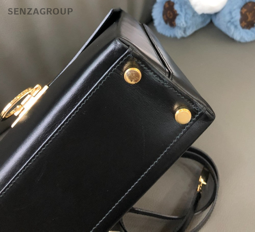Salvatore Ferragamo Top Handle 2way Shoulder Handbag Black Gold Women