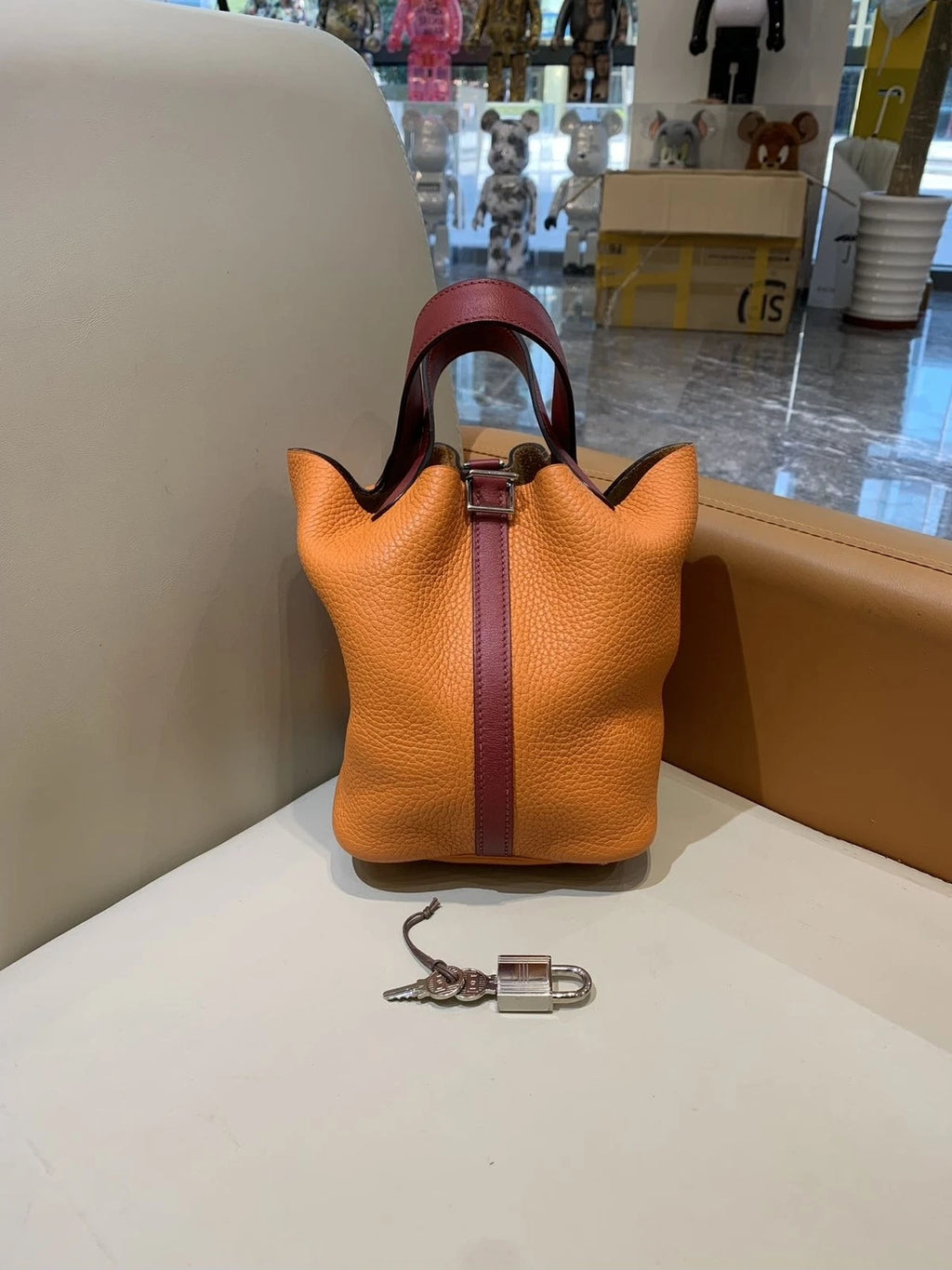 Hermes Picotin18 TC Leather Bicolor Bucket Bag For Women