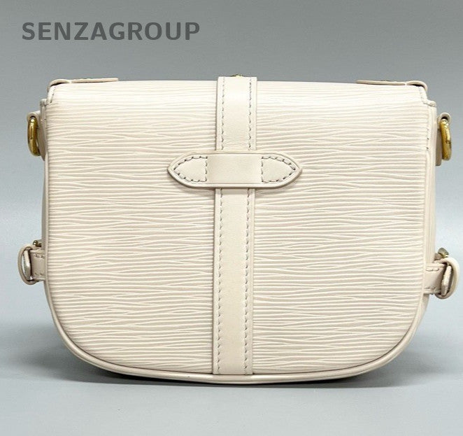 Louis Vuitton Saumur BB Epi Leather Shoulder Bag Crossbody White Gold Women