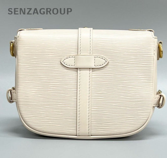 Louis Vuitton Saumur BB Epi Leather Shoulder Bag Crossbody White Gold Women