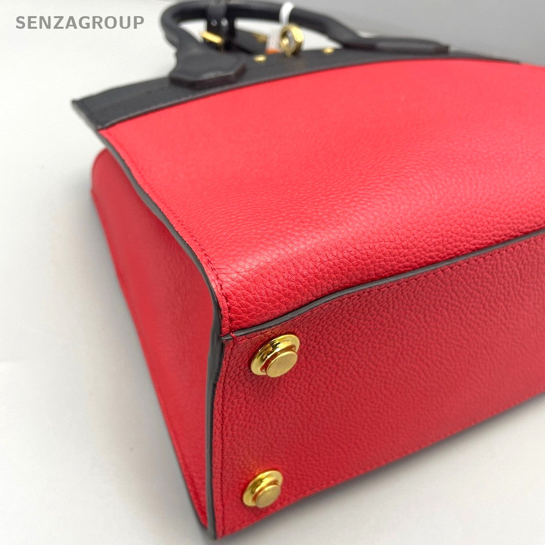 Louis Vuitton City PM Calfskin Top Handle Black Red 2way Handbag Women