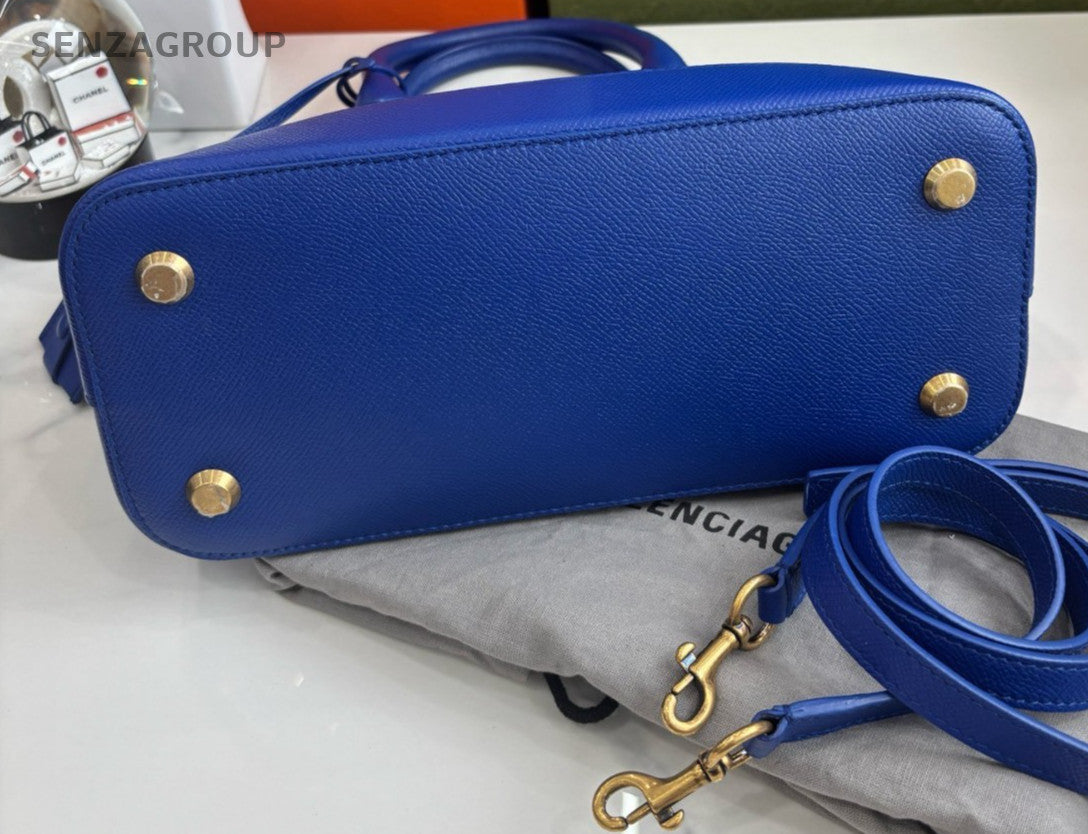 Balenciaga Alma bb Classic Logo Handbag 2WAY Crossbody Calfskin Blue