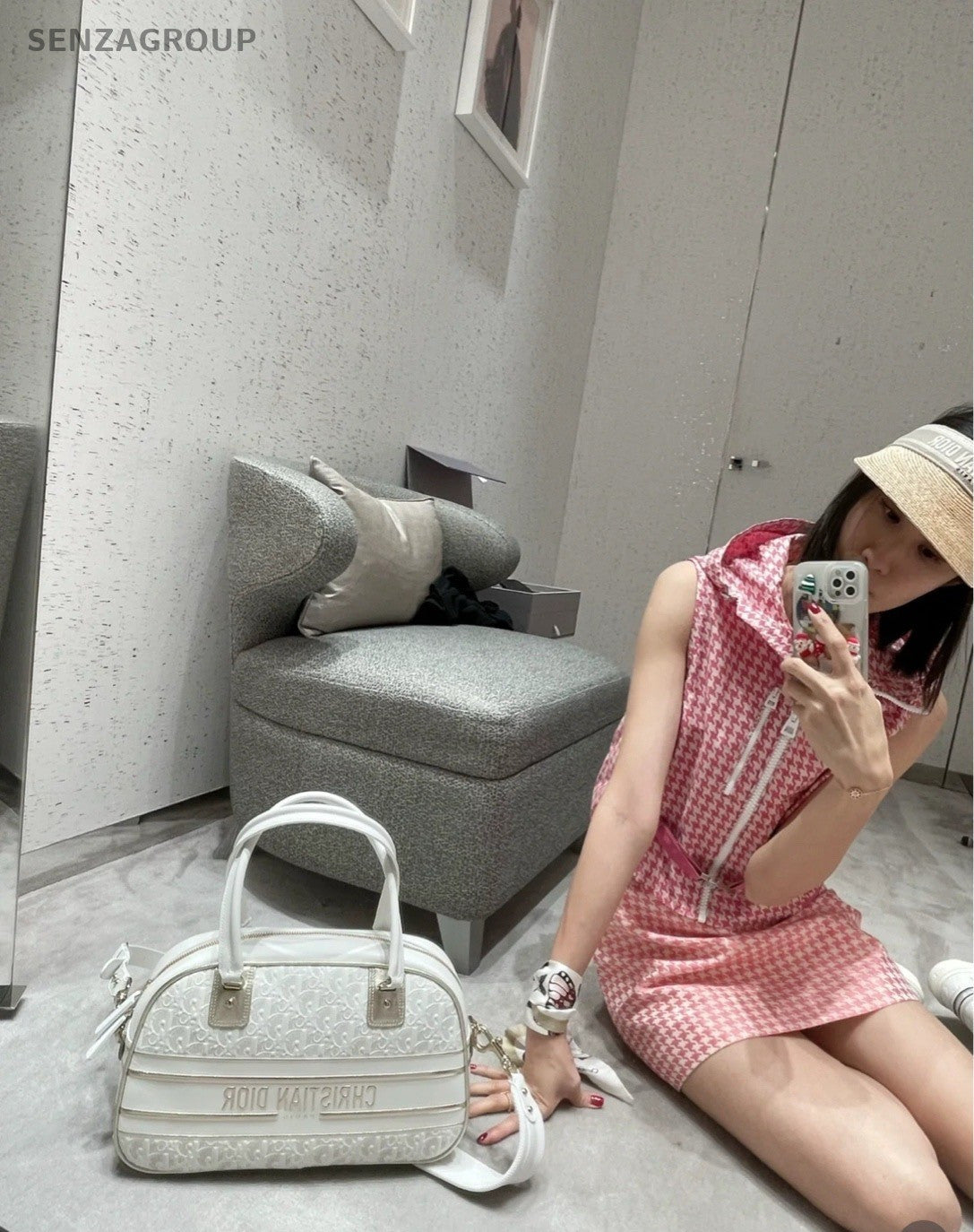 Christian Dior Vibe MM Top Handle Shoulder Crossbody Bag White Women
