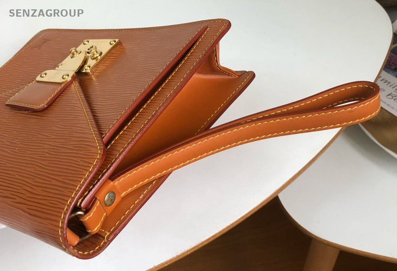 Louis Vuitton Epi Leather Handbag caramel color with Gold Women
