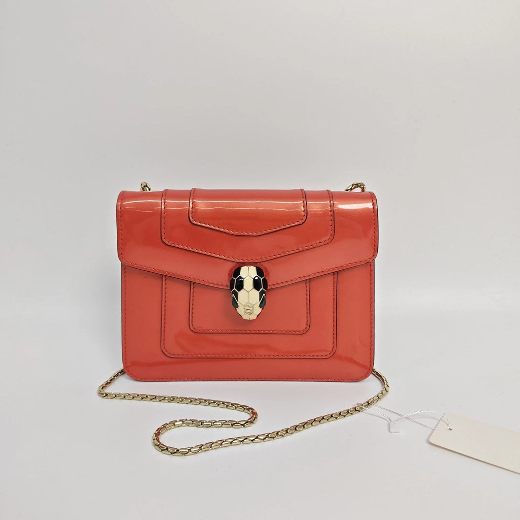 Bvlgari Serpenti Red Small Leather Shoulder Handbag Crossbody Bag For Women