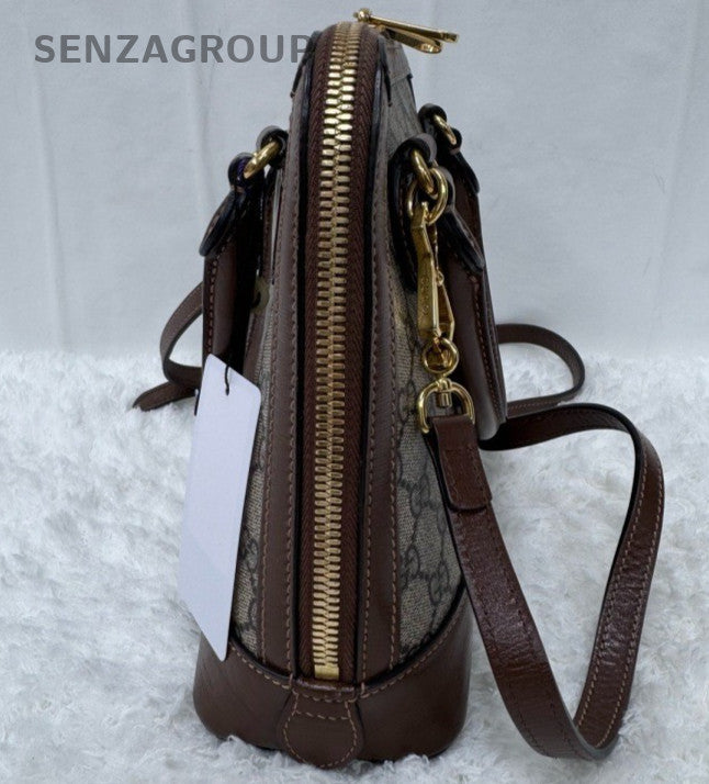 Gucci Horsebit 1955 2Way Top Handle Bag Crossbody Brown Gold Women Classic