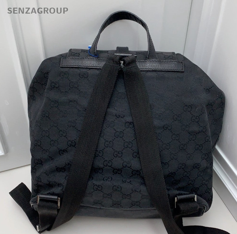 Gucci Denim Canvas Ophidia Backpack Black Silver Unisex Adults Classic