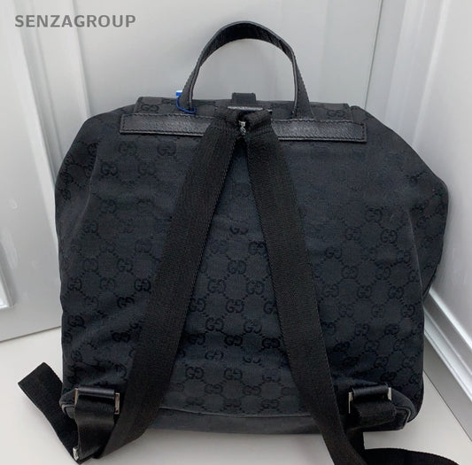 Gucci Denim Canvas Ophidia Backpack Black Silver Unisex Adults Classic