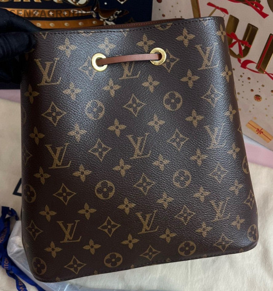 Louis Vuitton Monogram Bucket Shoulder Bag Brown Gold Used Women Classic