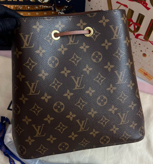Louis Vuitton Monogram Bucket Shoulder Bag Brown Gold Used Women Classic
