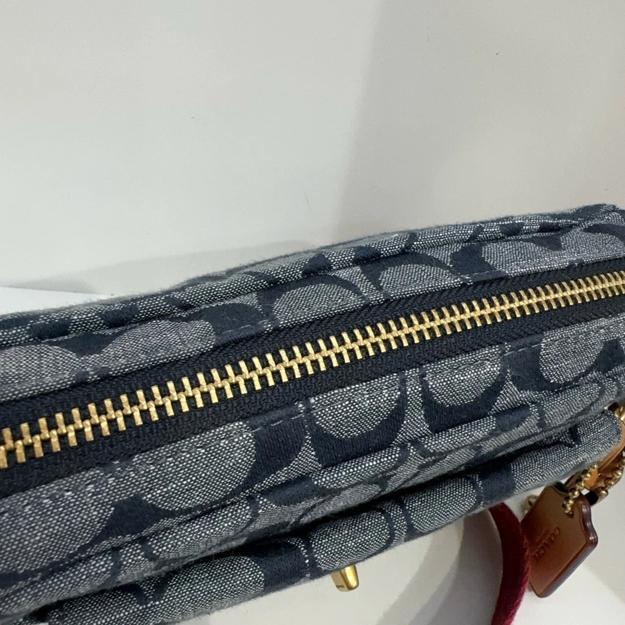 Coach Women's Chambray Canvas Leather Crossbody Camera Waist Bag