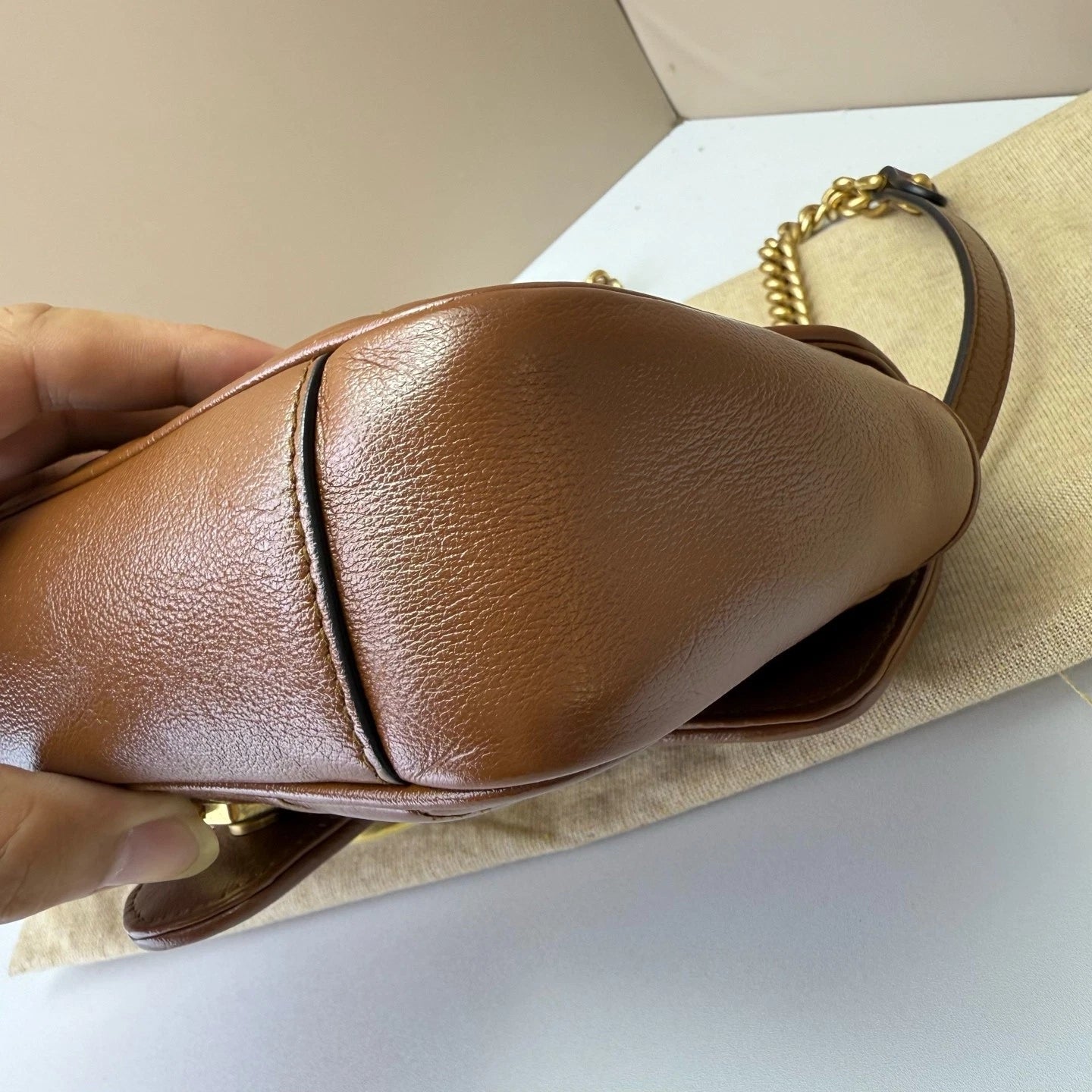 GUCCI Marmont22 Brown Chain Shoulder Bag For Women