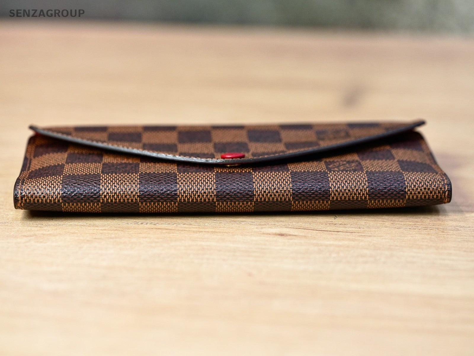 Louis Vuitton Damier Portefeuille Wallet  Brown Red Interior