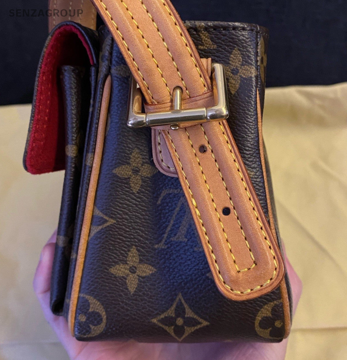 Louis Vuitton Monogram Shoulder Bag Brown Gold Used Women Classic