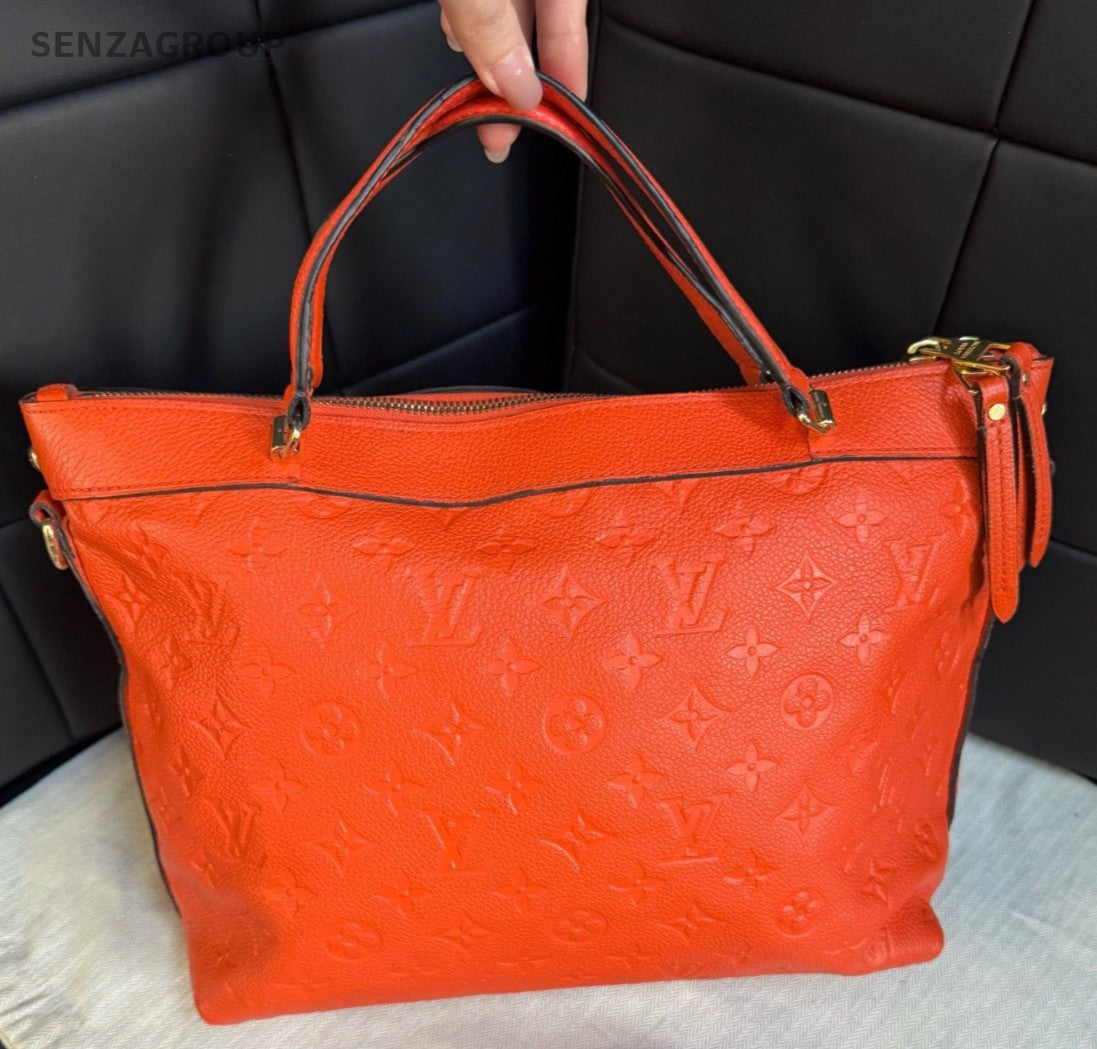 Louis Vuitton Monogram 2Way Top Handle Bag Crossbody Orange Gold Women Classic