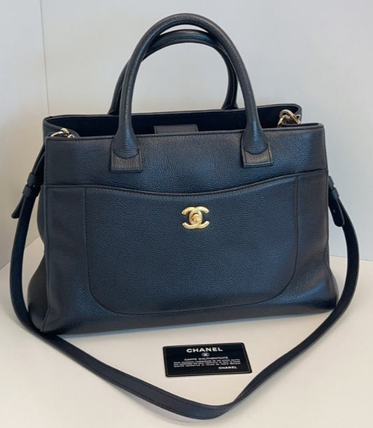 CHANEL Cerf tote Top Handle 2WAY Crossboy bag Black Gold Women