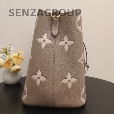 Louis Vuitton Monogram Bucket Shoulder Crossbody Bag Grey Gold Women