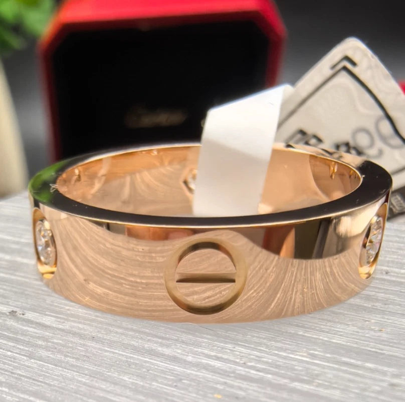 Cartier Love Classic Band Ring 18k Rose Gold and 3 Diamonds EU58/US8.25