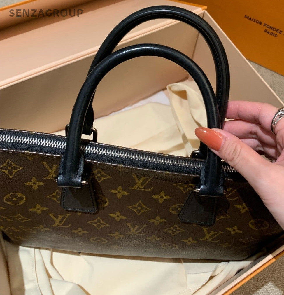 Louis Vuitton Briefcase Monogram Top Handle Handbag Brown Classic