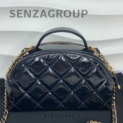 Chanel 23K Black Mini Handbag Shoulder Crossbody Bag Gold Hardware Women