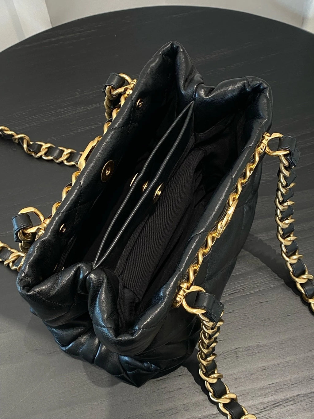 CHANEL Black Gold Puff Small Tote Bag For Women