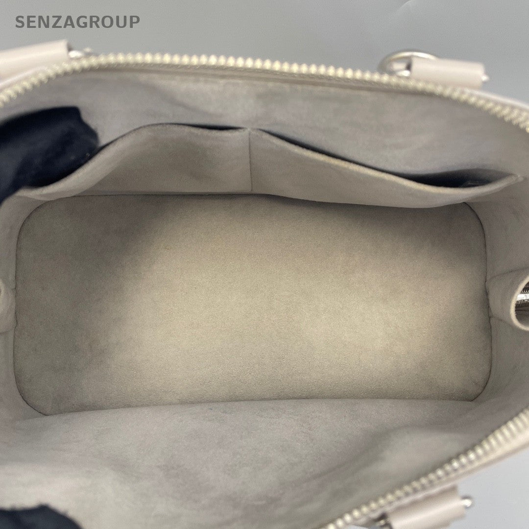 Louis Vuitton Alma MM Epi Leather Top Handle Gray White Handbag Women