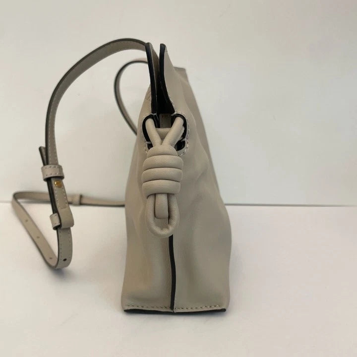Loewe Mini Flamenco Drawstring Bucket Bag Light Gray Women