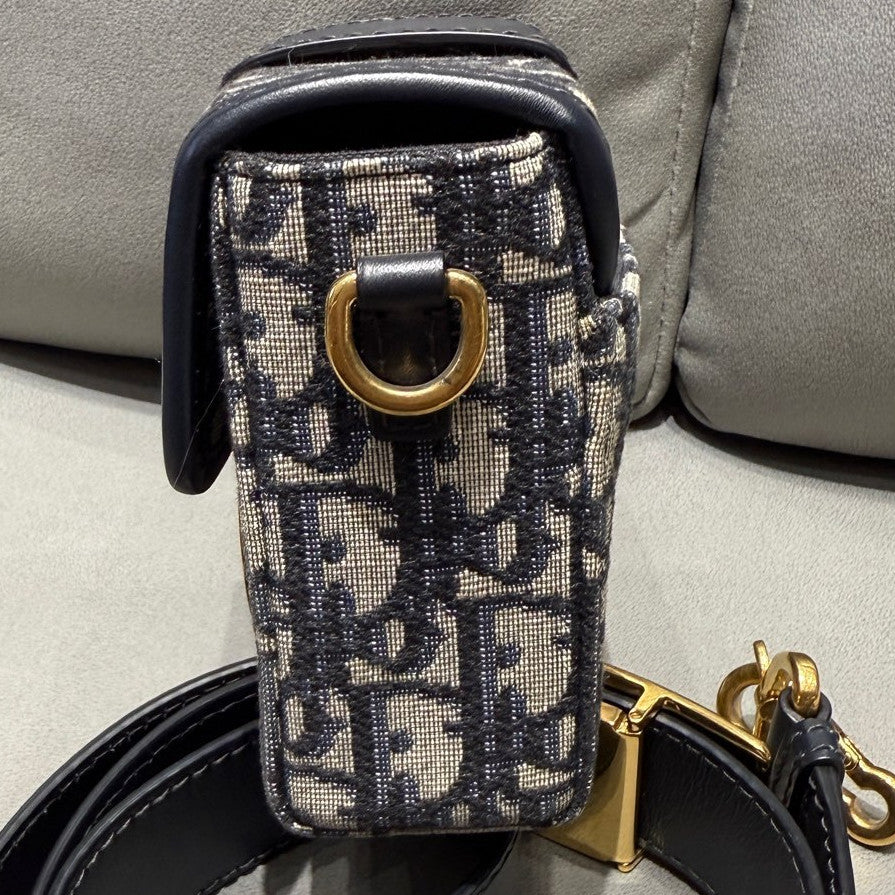 Dior Mini Box Montaigne Oblique Shoulder Crossbody Bag Black Gold