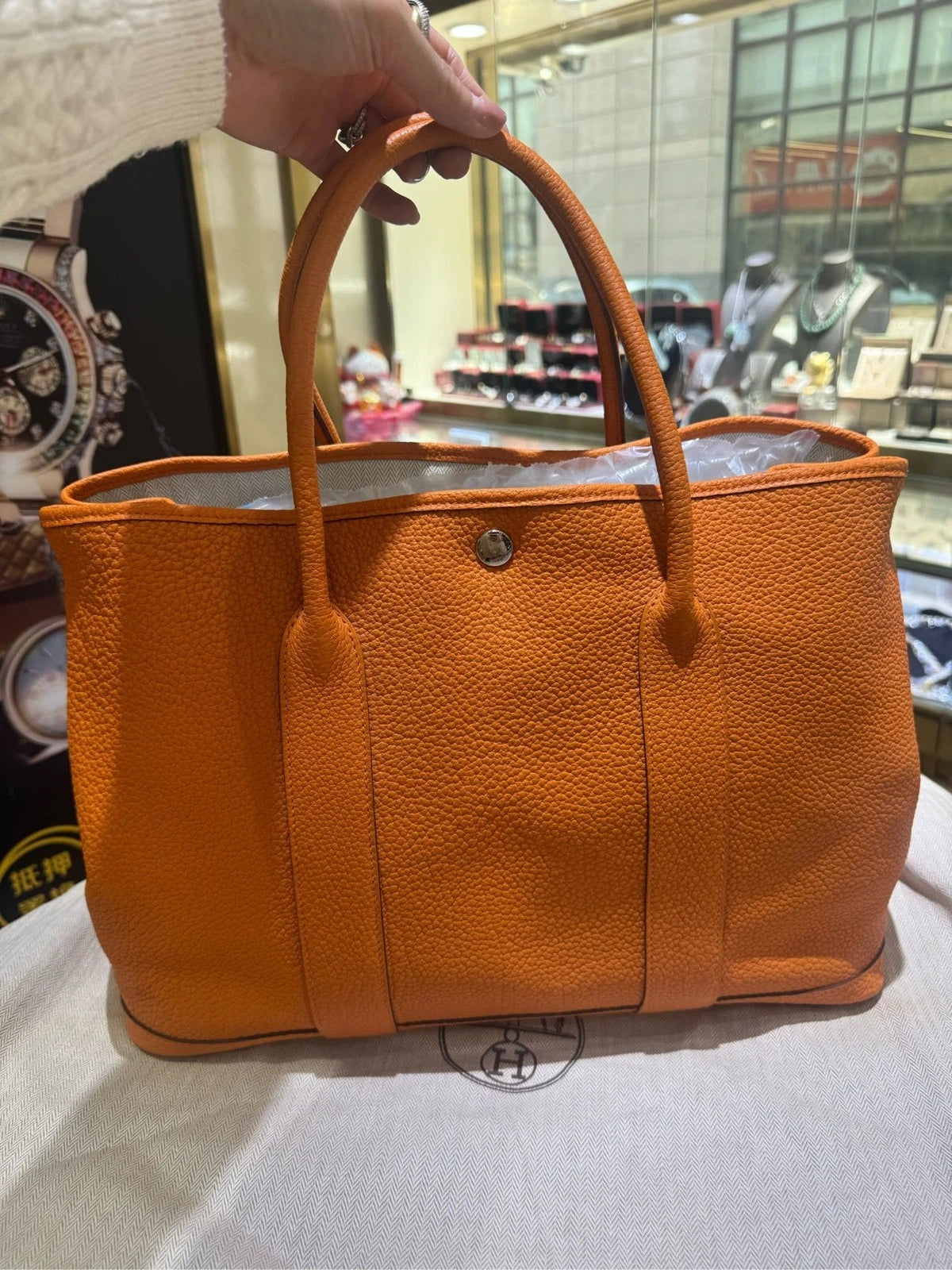 Hermes Orange Garden Party 36 Handbag Tote For Women