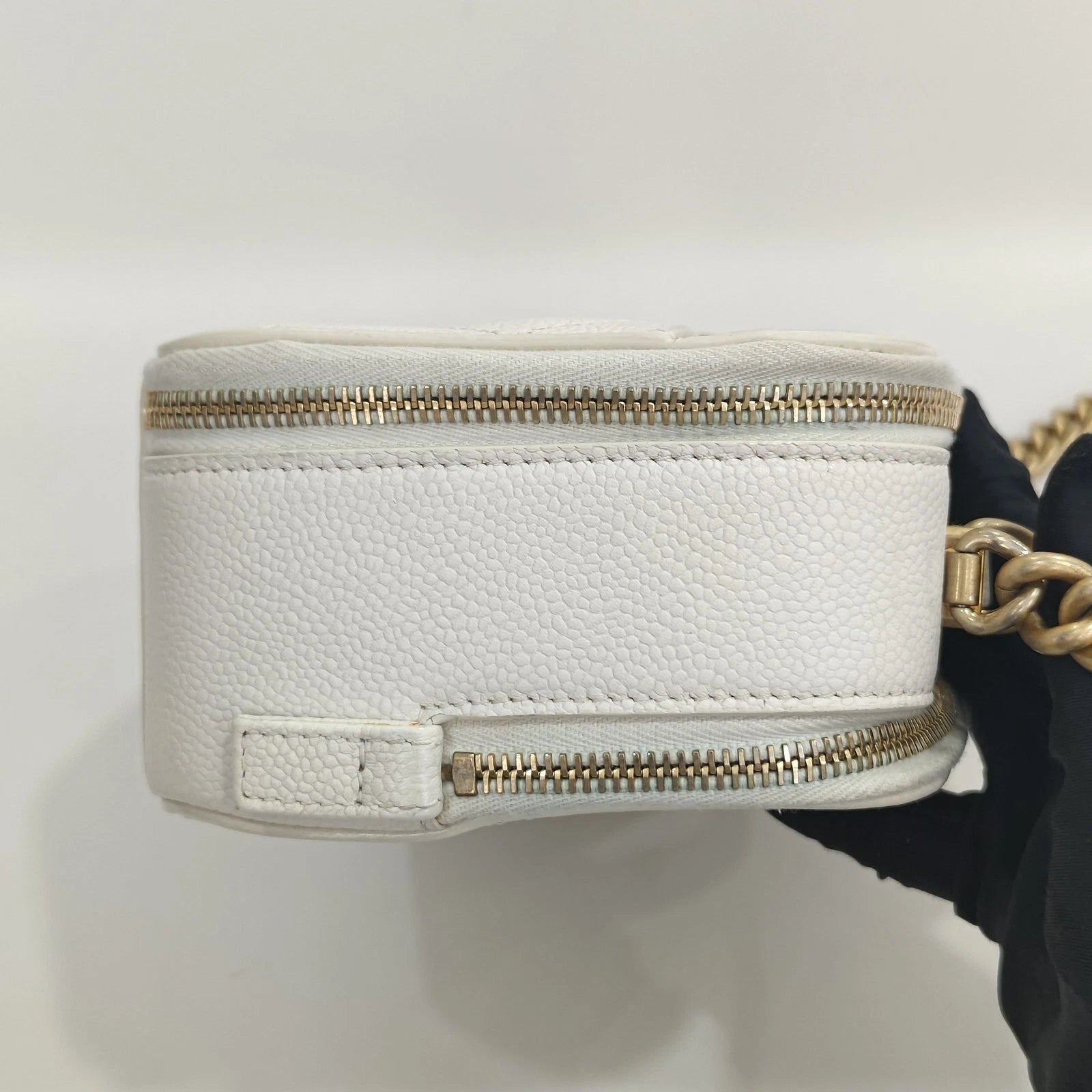 CHANEL Leather White Gold Camera Box Bag For Women