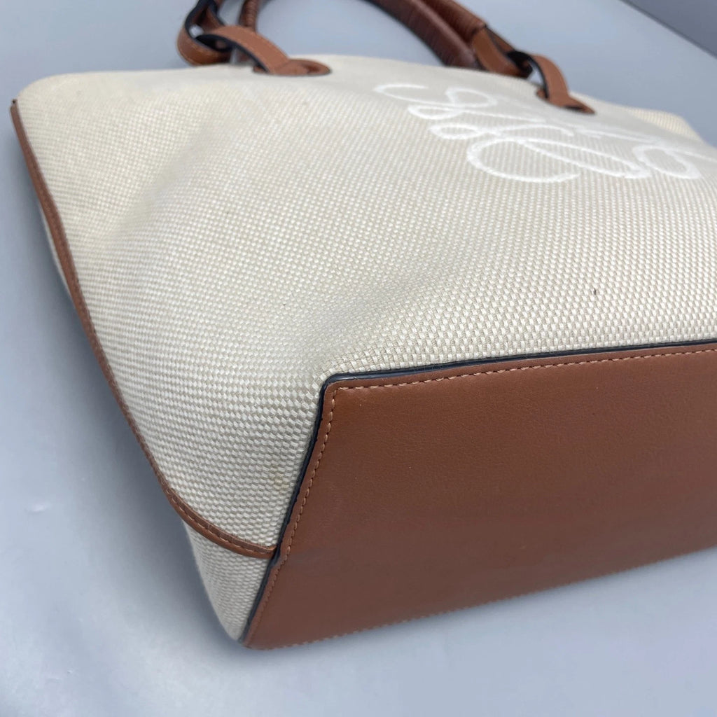 LOEWE Canvas Brown Leather Tote Bag For Women