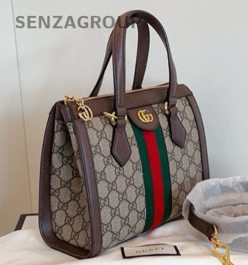 Gucci Ophidia PM Tote Handbag Shoulder Bag Brown Gold Women Brand NEW