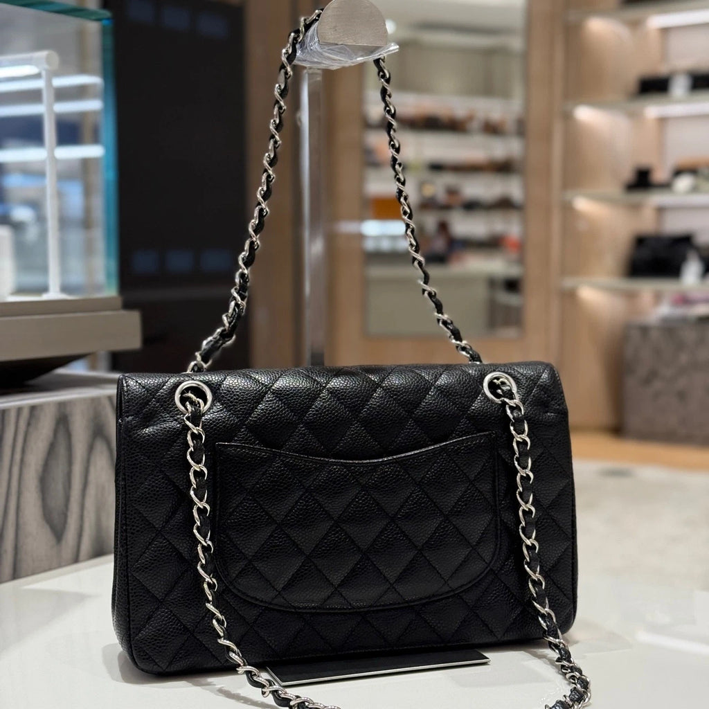 CHANEL CF Medium Black Leather Shoulder Bag For Women