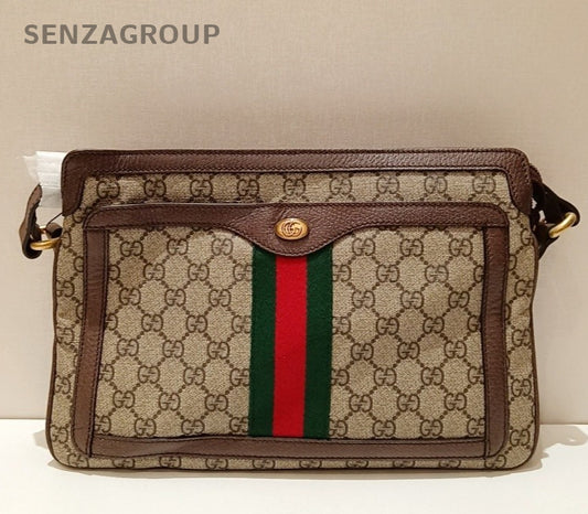 Gucci Ophidia Saddle Shoulder Bag Crossbody Brown Gold Women Classic