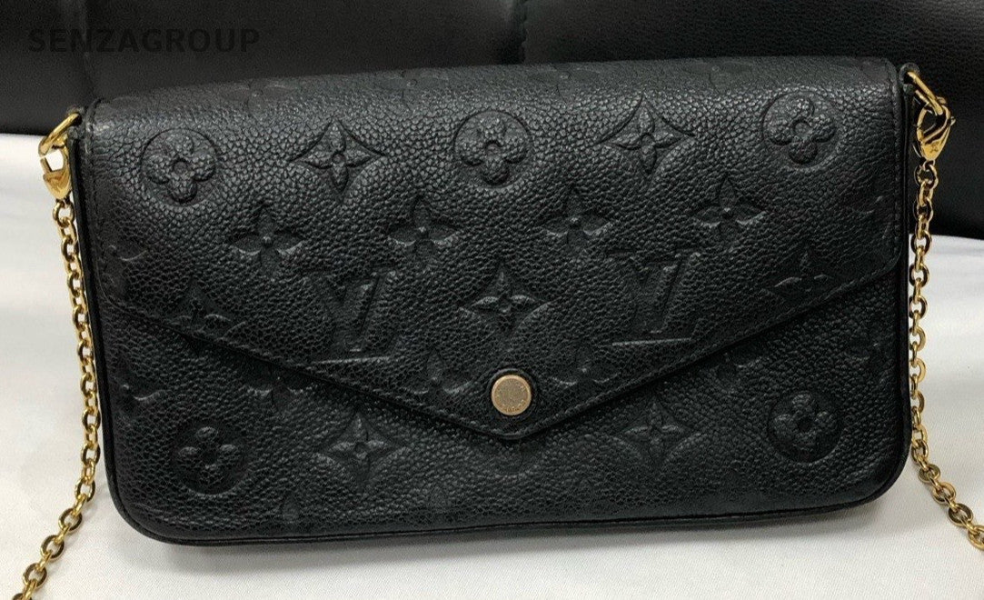 Louis Vuitton Chain 2Way Shoulder Bag Crossbody Black Gold Women Classic