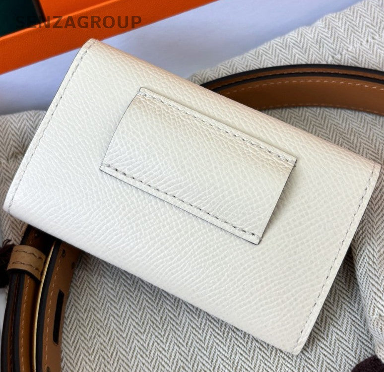 Hermes Kelly Pocket 18 Crossbody White Gold Women Classic Fashion