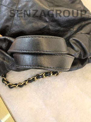 Chanel 22 Chain Backpack Large Calfskin Black Gold Women's Classic Bag
