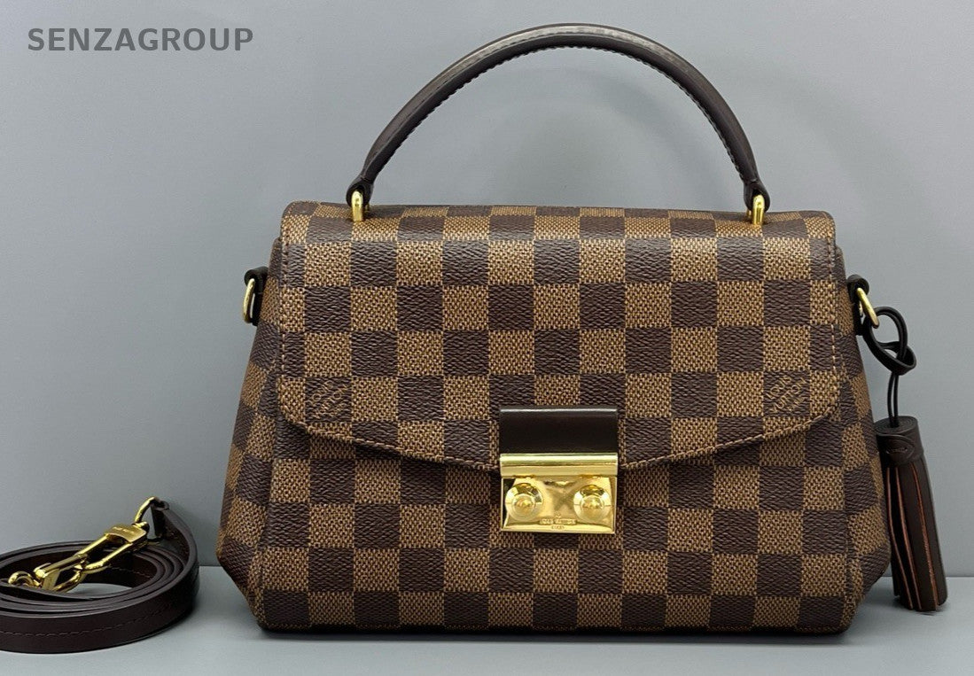 Louis Vuitton Damier Ebene Top Handle Shoulder Crossbody Messenger Bag Brown