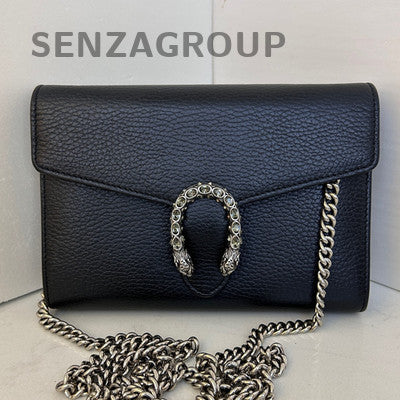 Gucci Dionysus WOC Black Silver Chain Shoulder Crossbody Bag Women Classic